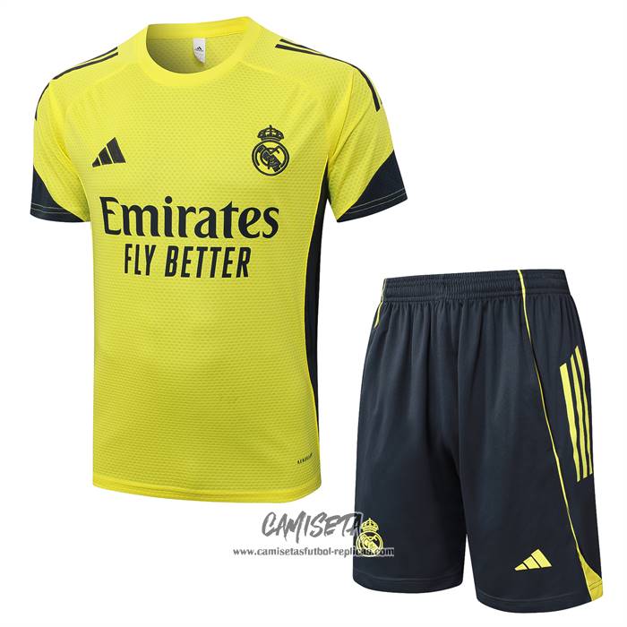 Chandal del Real Madrid 2025-2026 Manga Corta Amarillo - Pantalon Corto